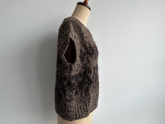 ROBERTO COLLINA Baby Alpaca Knit Vest, Brown, Size Small, with Tags