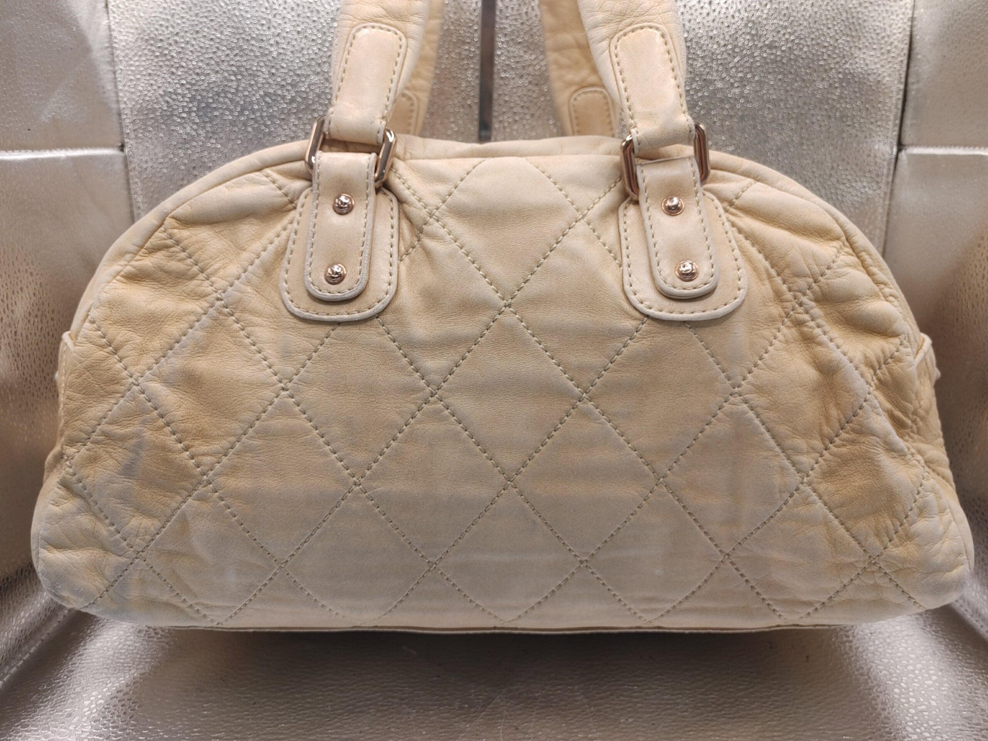 CHANEL Matelasse Shoulder Bag with Seal 10943015 Coco Charm and Storage Pouch, Beige Boston Bag