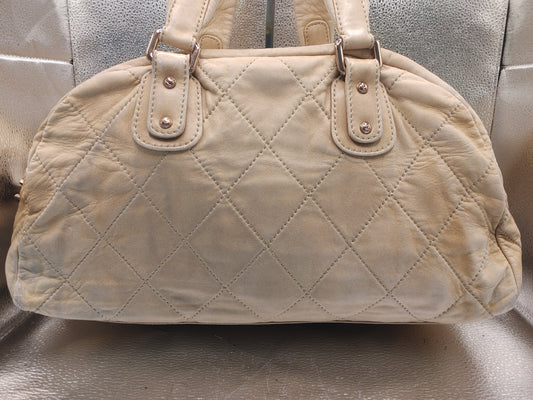 CHANEL Matelasse Shoulder Bag with Seal 10943015 Coco Charm and Storage Pouch, Beige Boston Bag
