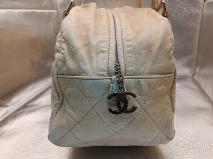 CHANEL Matelasse Shoulder Bag with Seal 10943015 Coco Charm and Storage Pouch, Beige Boston Bag