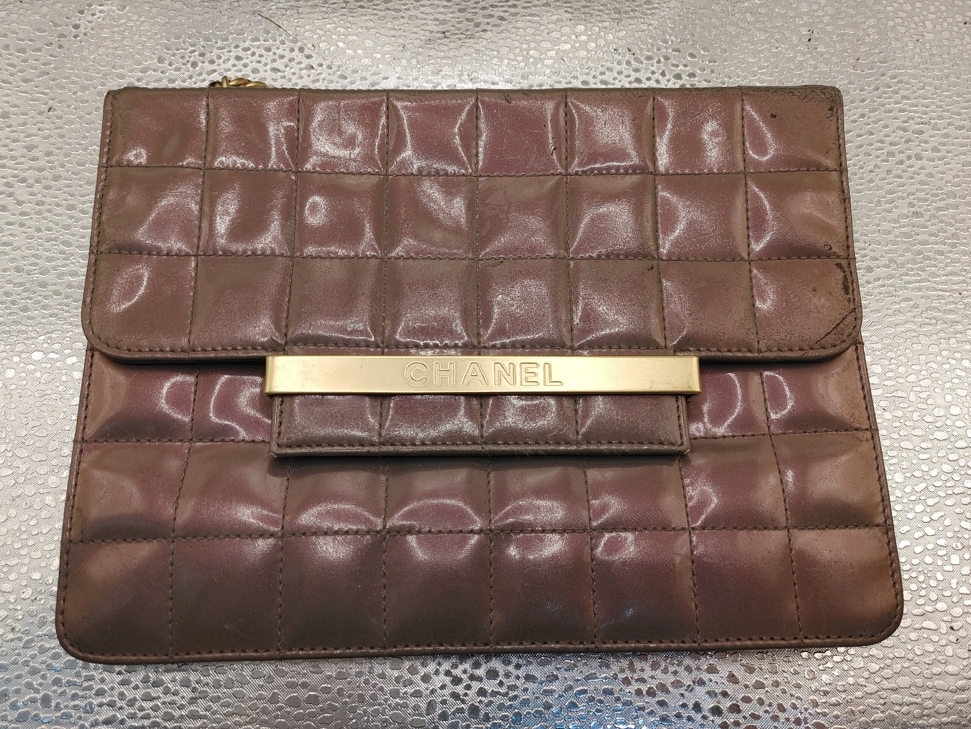 CHANEL Chocolate Bar Cube Coco Mark Shoulder Bag with Seal 5803068 Patent Leather Pink Handbag