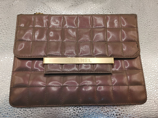 CHANEL Chocolate Bar Cube Coco Mark Shoulder Bag with Seal 5803068 Patent Leather Pink Handbag