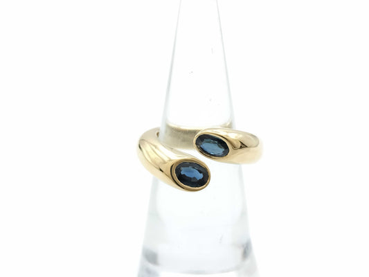 Cartier Ellipse #49 Sapphire Yellow Gold 750 10.6g Ring 