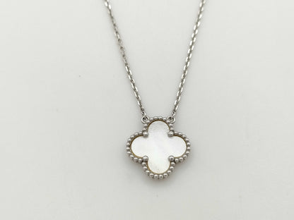 Van Cleef & Arpels Vintage Alhambra Mother of Pearl Necklace in WG Au750, 5.3g 