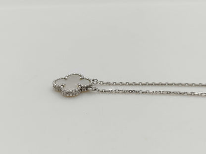 Van Cleef & Arpels Vintage Alhambra Mother of Pearl Necklace in WG Au750, 5.3g 