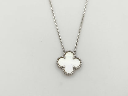 Van Cleef & Arpels Vintage Alhambra Mother of Pearl Necklace in WG Au750, 5.3g 