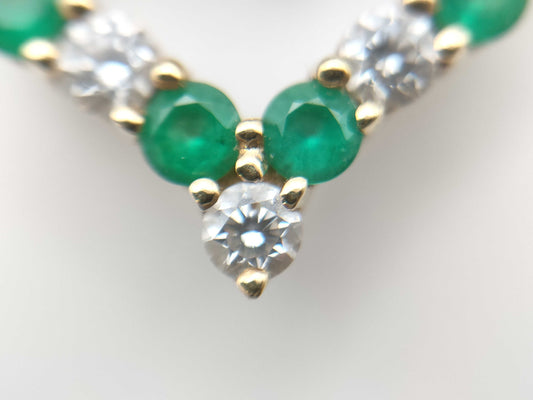 Tiffany & Co. Sentimental Heart Emerald and Diamond Necklace in Yellow Gold 750, 3.4g 