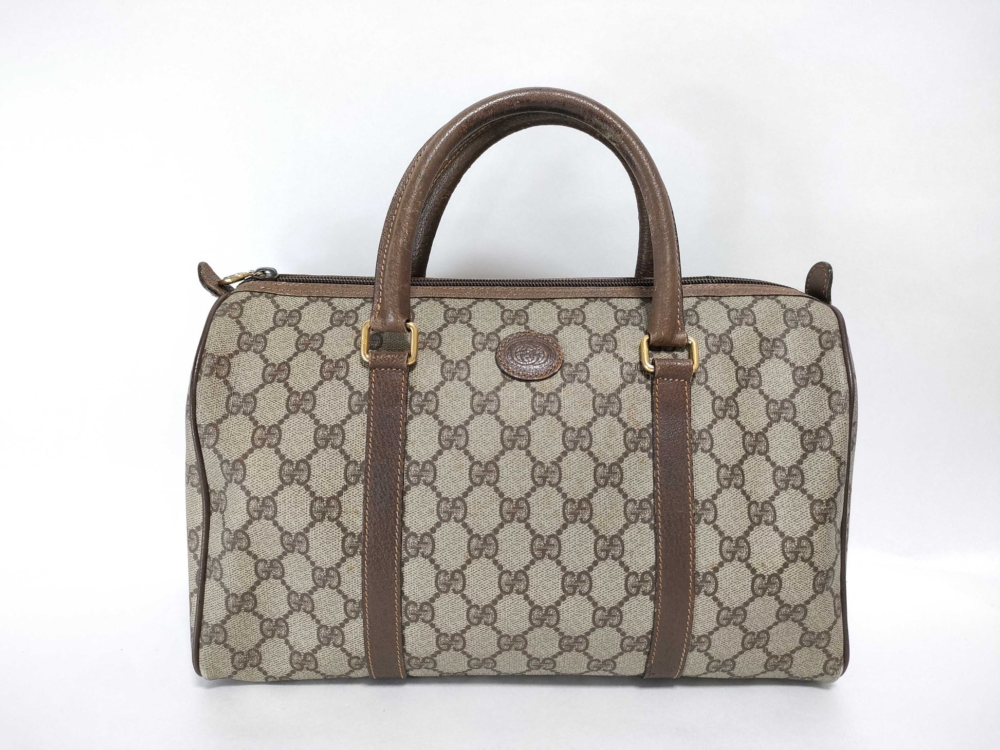 GUCCI GG Supreme Boston Bag Brown