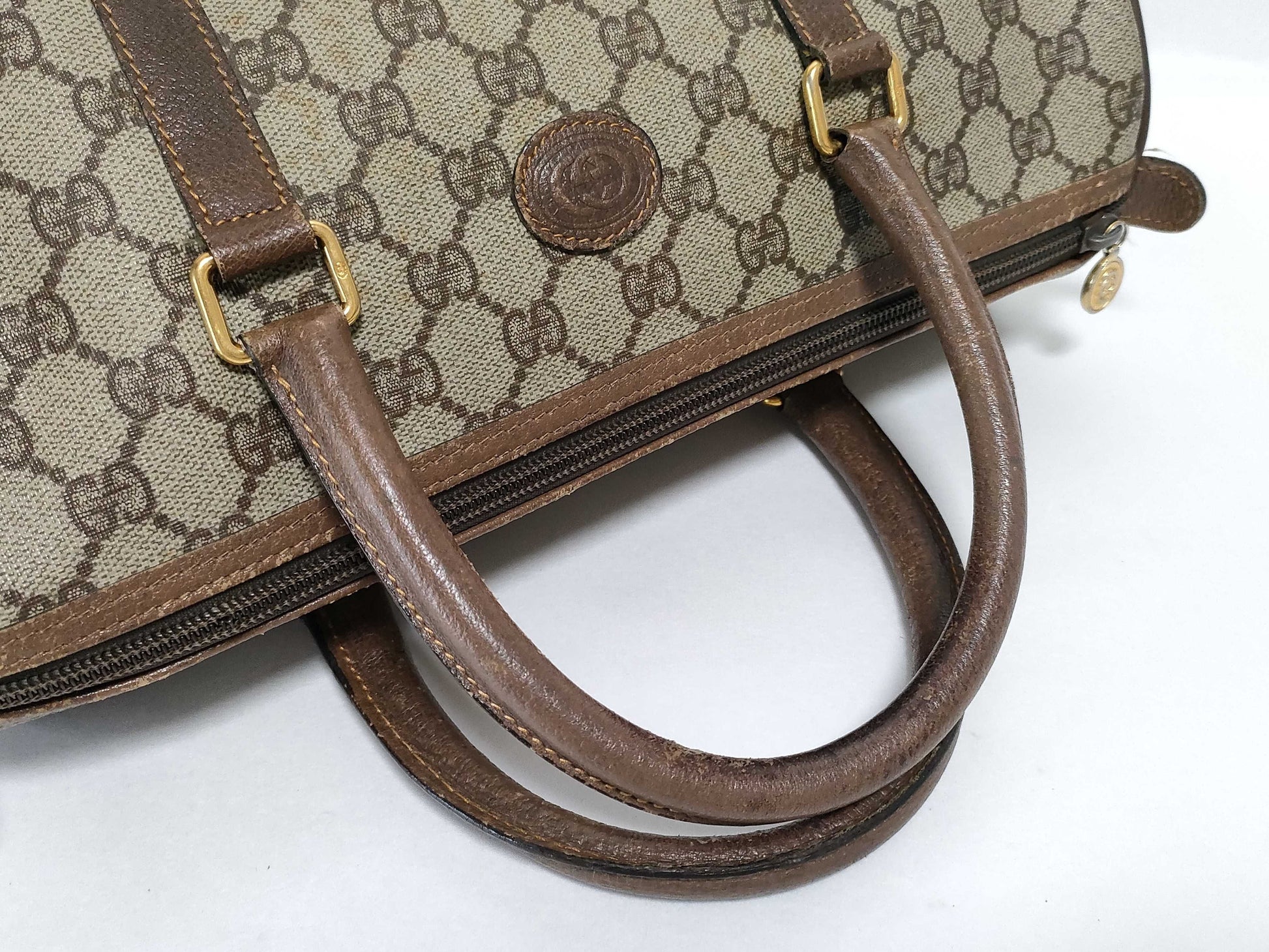 GUCCI GG Supreme Boston Bag Brown