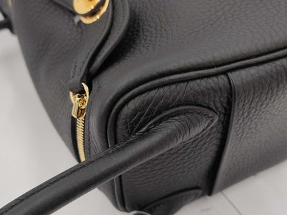 HERMES Lindy Mini Shoulder Bag in Black with Gold Hardware and Double Stamp