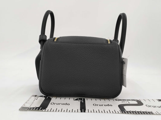 HERMES Lindy Mini Shoulder Bag in Black with Gold Hardware and Double Stamp