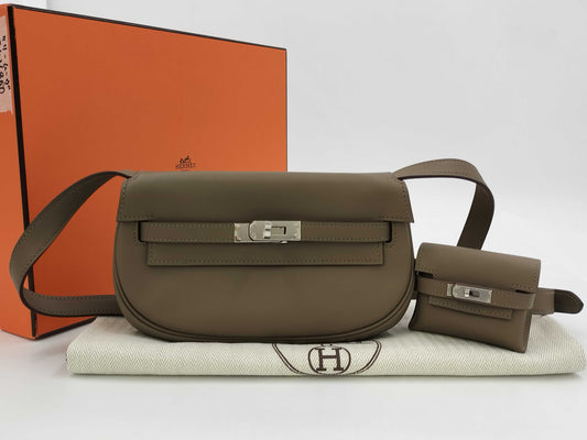 HERMES Kelly Move Swift Etoupe Silver Hardware W Stamp Shoulder Bag