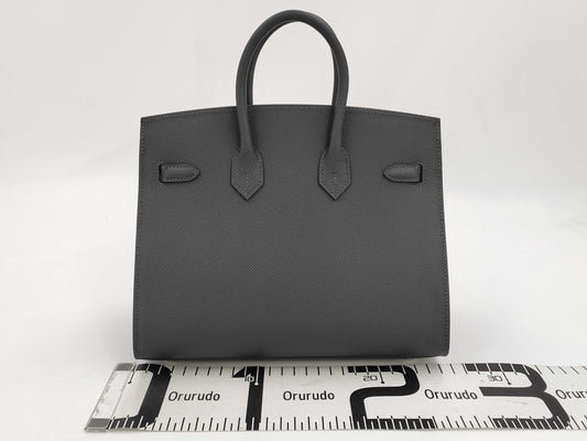 HERMES Birkin 25 Serie Epsom Ardoise Electrum Hardware W Stamp Handbag
