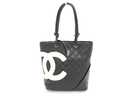 CHANEL Cambon Line Tote Bag, Black x White x Shocking Pink, No. 9 Sticker Included