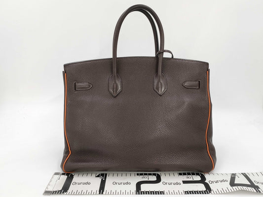 HERMES Birkin 35 Togo Two-Tone Silver Hardware with J Stamp