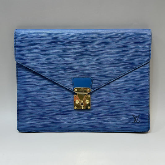 LOUIS VUITTON Epi Porte-Document Senator Document Bag Business Clutch Bag Blue A20980 Business Bag