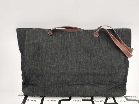 CHANEL denim tote bag with sticker