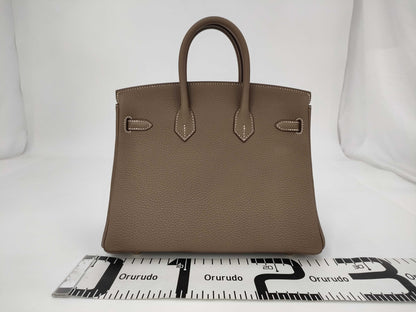 HERMES Birkin 25K Togo Etoupe Gold Hardware Handbag
