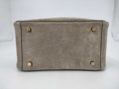HERMES Lindy Mini W Stamp Grizzly Etoupe Gold Hardware Shoulder Bag