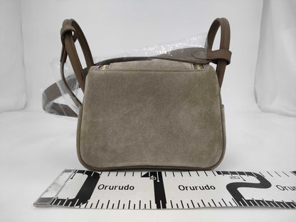 HERMES Lindy Mini W Stamp Grizzly Etoupe Gold Hardware Shoulder Bag