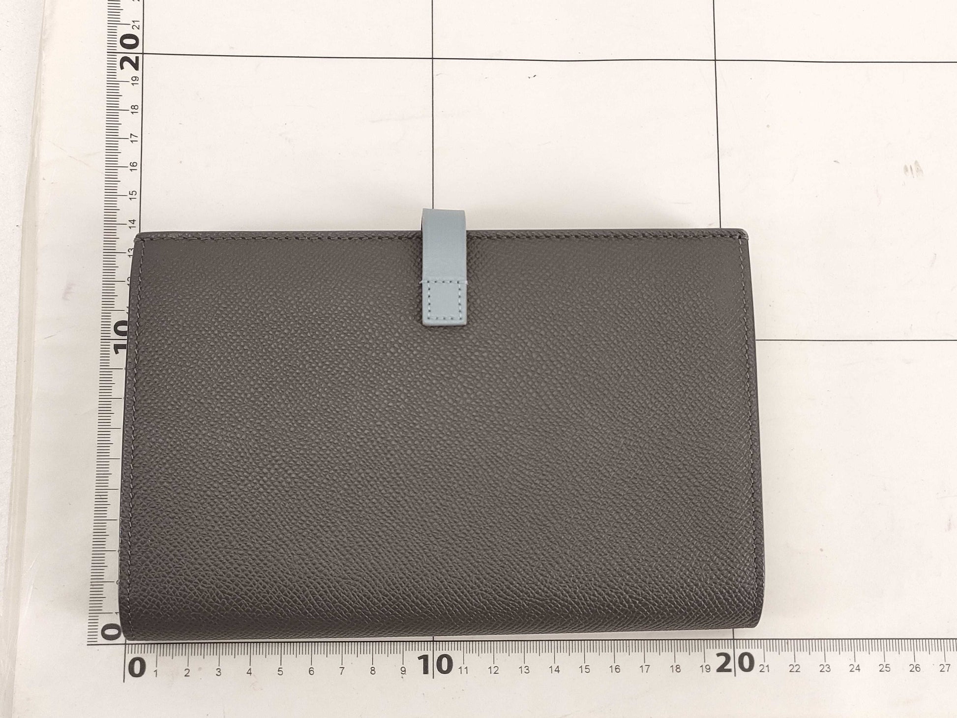 CELINE Large Wallet with Hook and Snap, Calfskin/Gray x Blue-Gray, Box, Dust Bag, Care Card