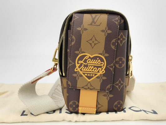 LOUIS VUITTON NIGO Monogram Stripe Double Phone Pouch M81005 Shoulder Bag