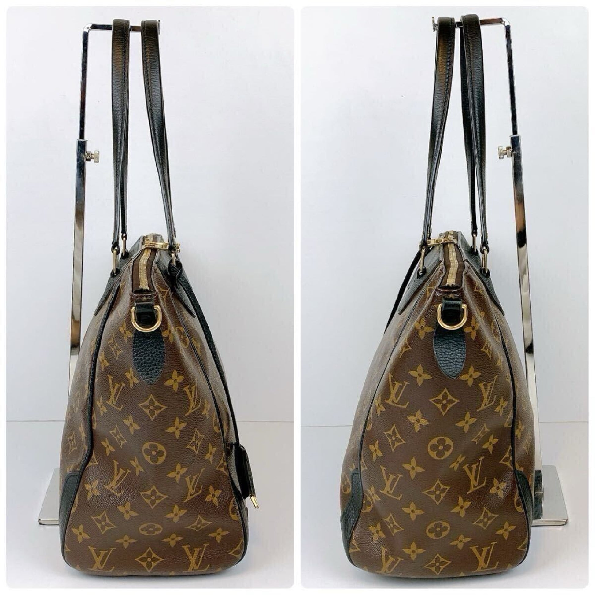 LOUIS VUITTON Louis Vuitton Estrella MM Monogram Macassar 2-way Tote Bag/Handbag M51192 Black Leather with Gold Hardware MIO155 Shoulder Bag