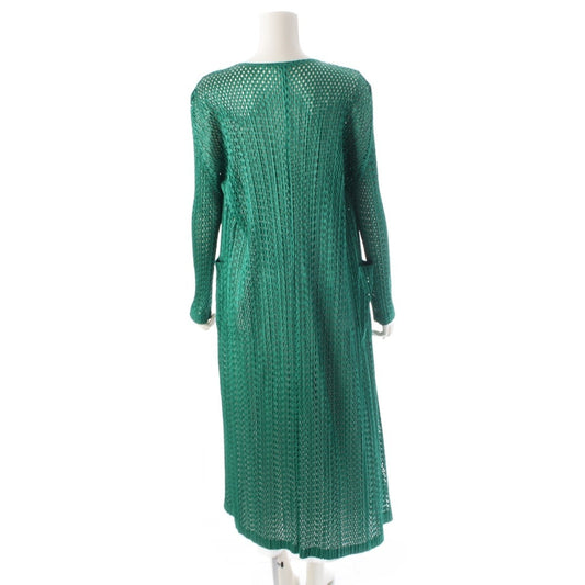 PLEATS PLEASE ISSEY MIYAKE Mesh Punching Long Cardigan PP73-JA815 Green 4 Pleats Please ISSEY MIYAKE 4 Cardigan