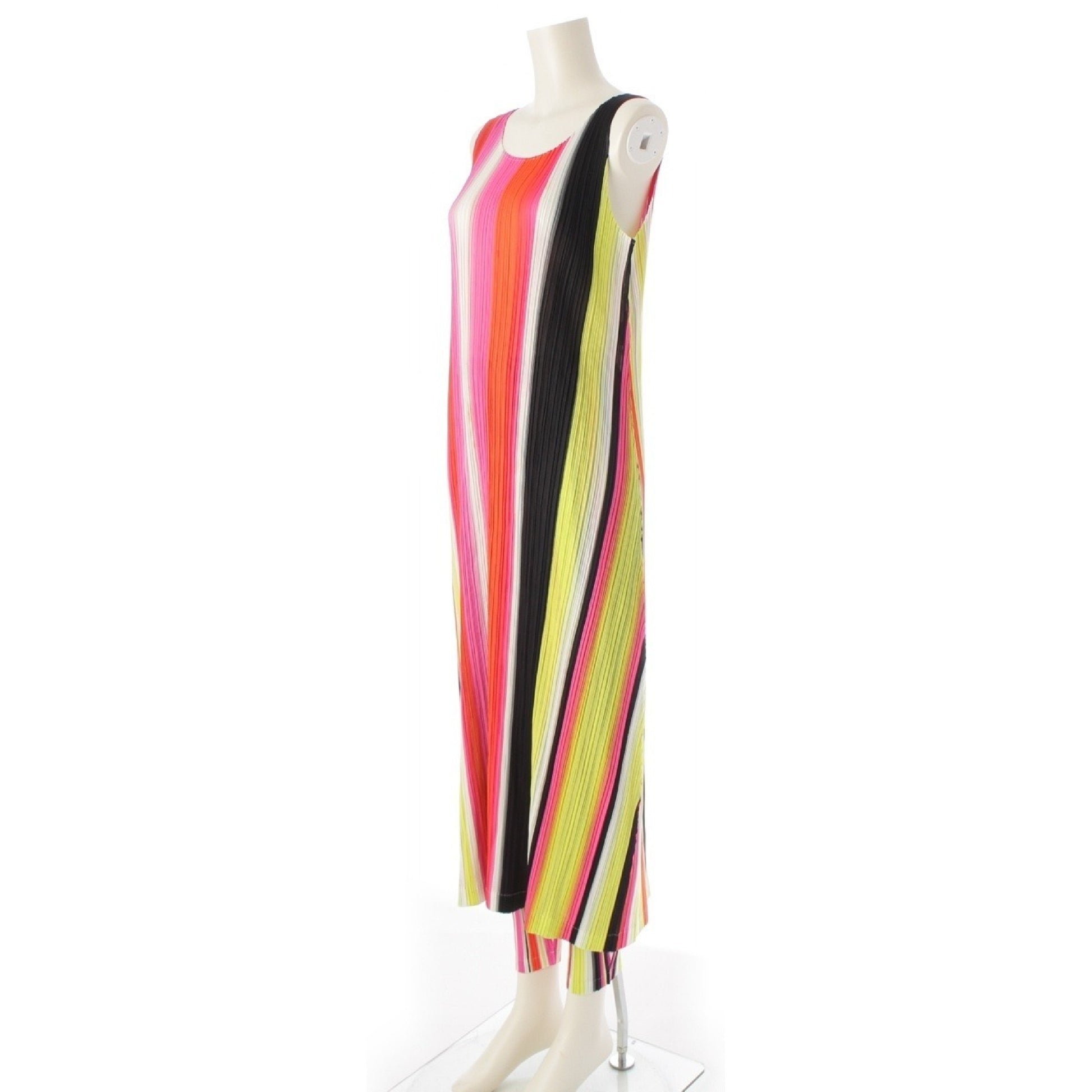PLEATS PLEASE ISSEY MIYAKE 24 Striped Sleeveless Dress Set, Multicolor, Size 4, Pleats Please Issey Miyake Dress
