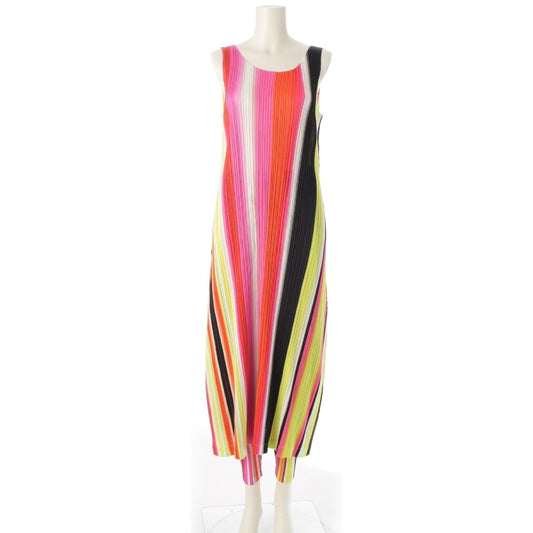 PLEATS PLEASE ISSEY MIYAKE 24 Striped Sleeveless Dress Set, Multicolor, Size 4, Pleats Please Issey Miyake Dress