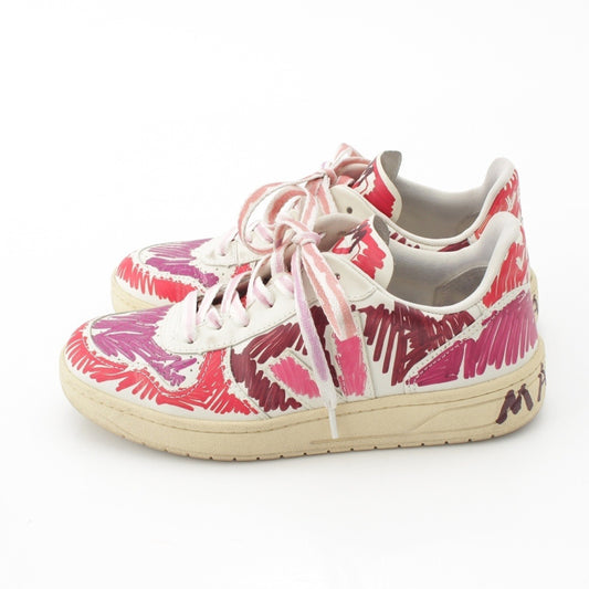 MARNI MARNI Leather Logo Painted Low-Top Sneakers White/Pink Size 37