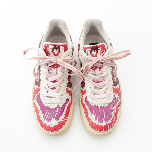 MARNI MARNI Leather Logo Painted Low-Top Sneakers White/Pink Size 37