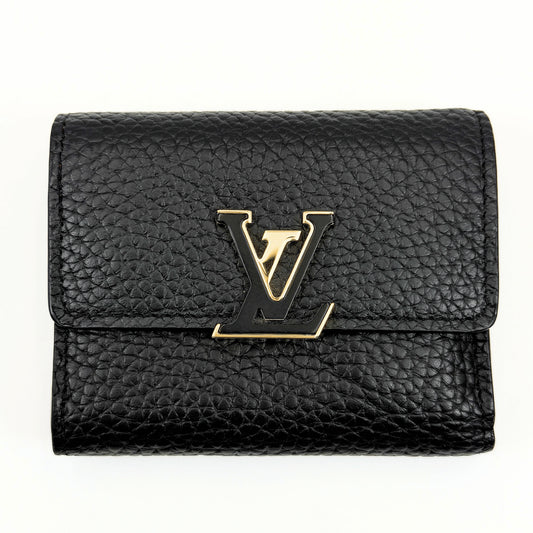 LOUIS VUITTON LOUIS VUITTON Portefeuille Capucines Noir/Hot Pink Compact M62157 Tri-fold Wallet Box and Dust Bag Included
