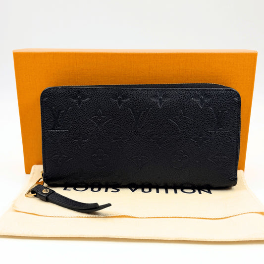 LOUIS VUITTON Monogram Empreinte Zippy Wallet Noir M61864 Wallet Box and Dust Bag Included