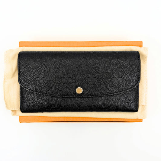 LOUIS VUITTON Monogram Empreinte Portefeuille Emilie Noir M62369 Wallet with Box and Dust Bag
