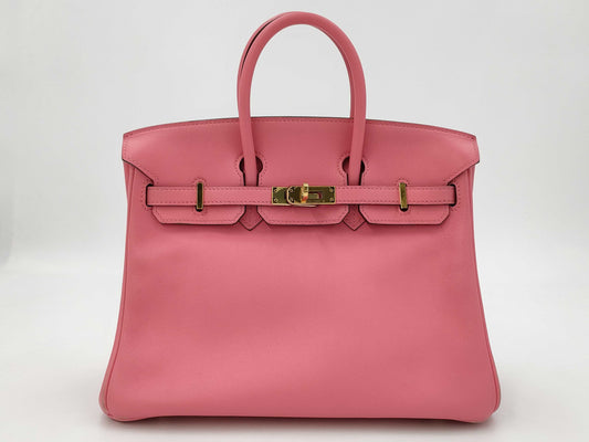 HERMES Birkin 25 Rose Azalee Swift Handbag