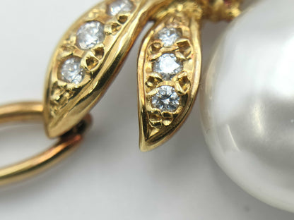 MIKIMOTO Pearl and Diamond Necklace, 18K Gold, 9.5g 