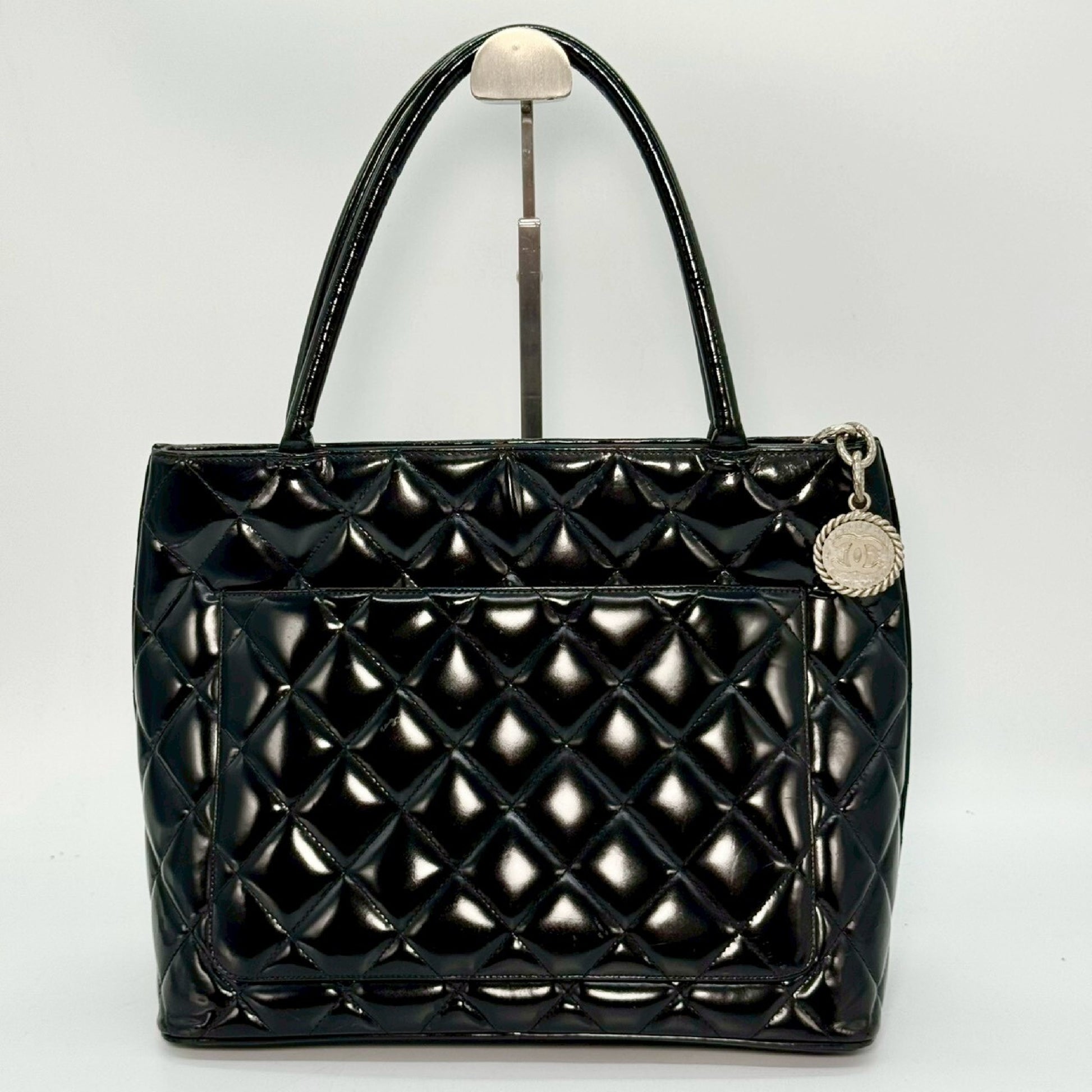 CHANEL Patent Leather Reissue Tote Bag, Black, 6365545