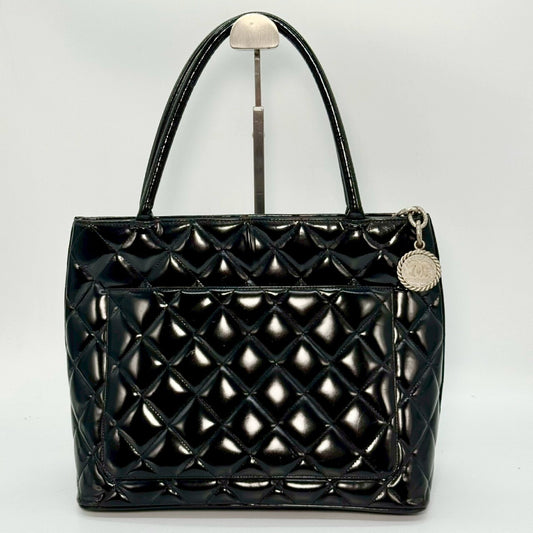CHANEL Patent Leather Reissue Tote Bag, Black, 6365545