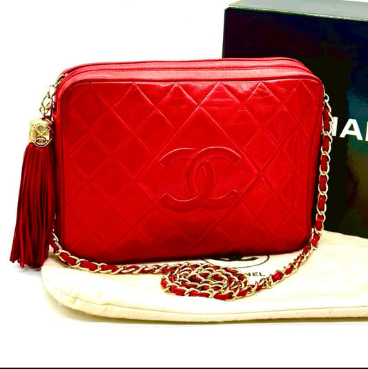 CHANEL Matelasse Coco Mark Lambskin Chain Shoulder Bag Red 1315729 Shoulder Bag