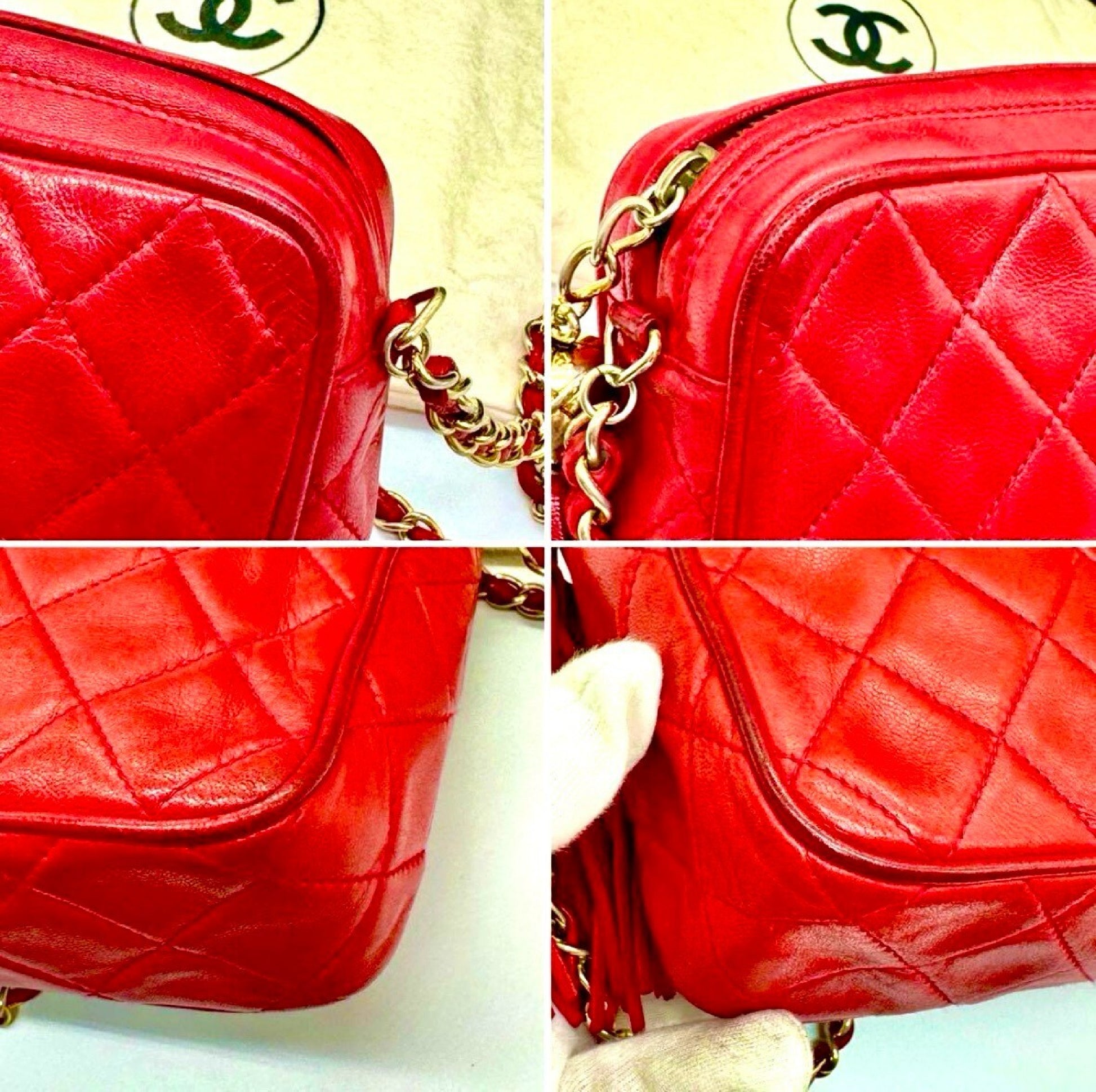 CHANEL Matelasse Coco Mark Lambskin Chain Shoulder Bag Red 1315729 Shoulder Bag