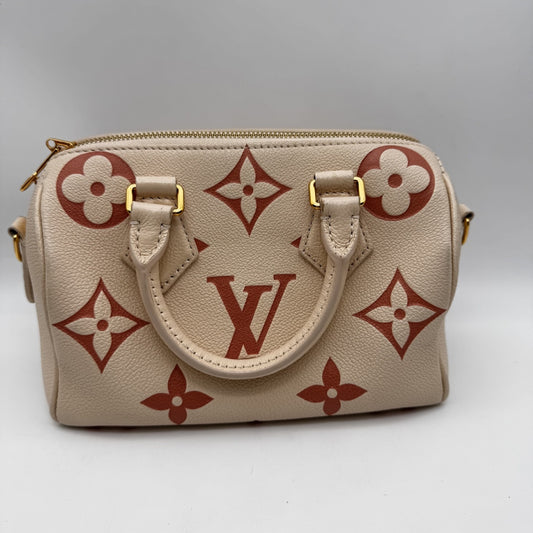 LOUIS VUITTON Speedy Cream Rose W20 Tote Bag with Strap, No Box