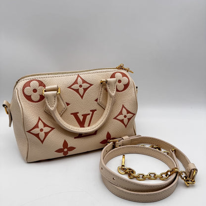 LOUIS VUITTON Speedy Cream Rose W20 Tote Bag with Strap, No Box