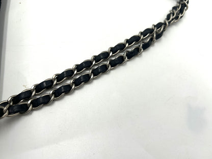 CHANEL Chocolate Bar Cotton Leather Chain Bag