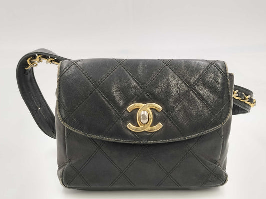 CHANEL Black Quilted Waist Pouch
