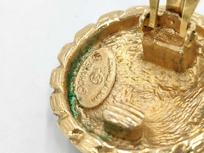 CHANEL Coco Mark Round Gold Yg Earrings