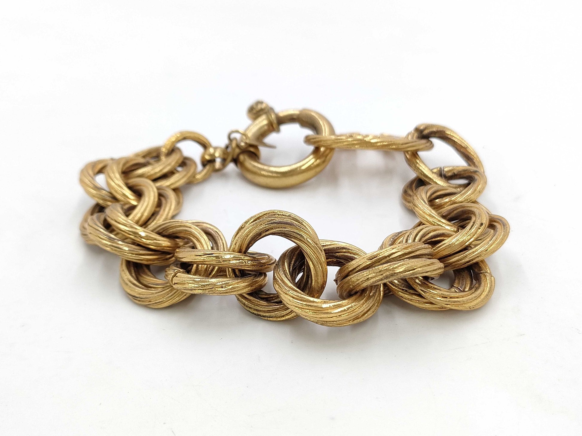 CHANEL Round Coco Double Ring Vintage Gold BL Bracelet/Bangle