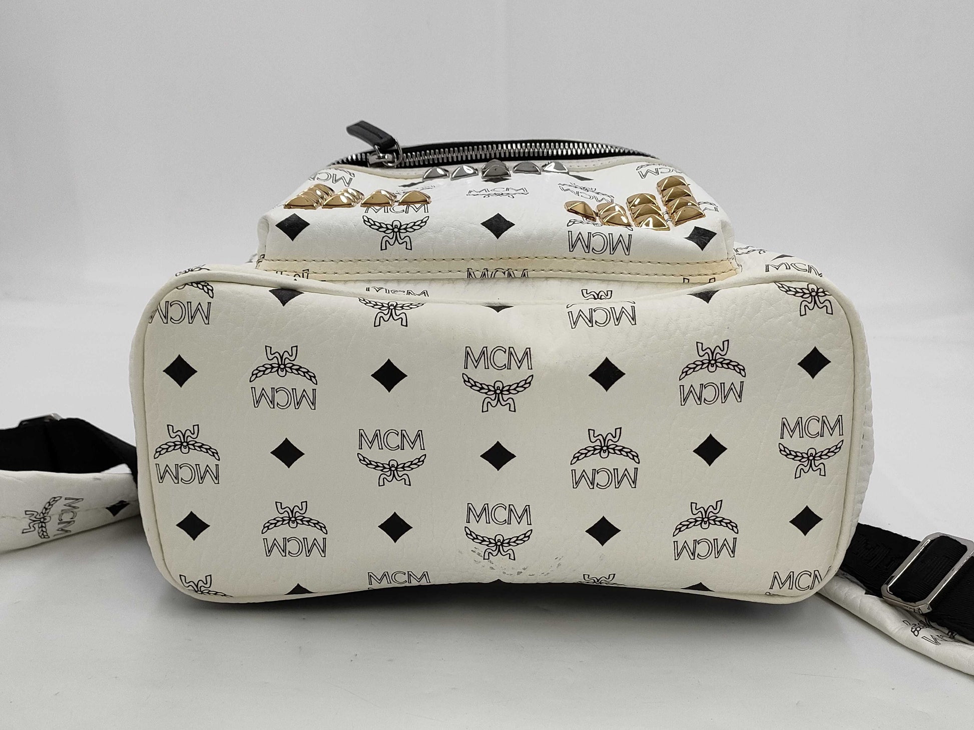 MCM Starkback Backpack, Small, Leather, White, MMK5AVE19WT001