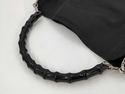 GUCCI Bamboo 2-way Bag, Nylon, Black, 001/1638 Handbag