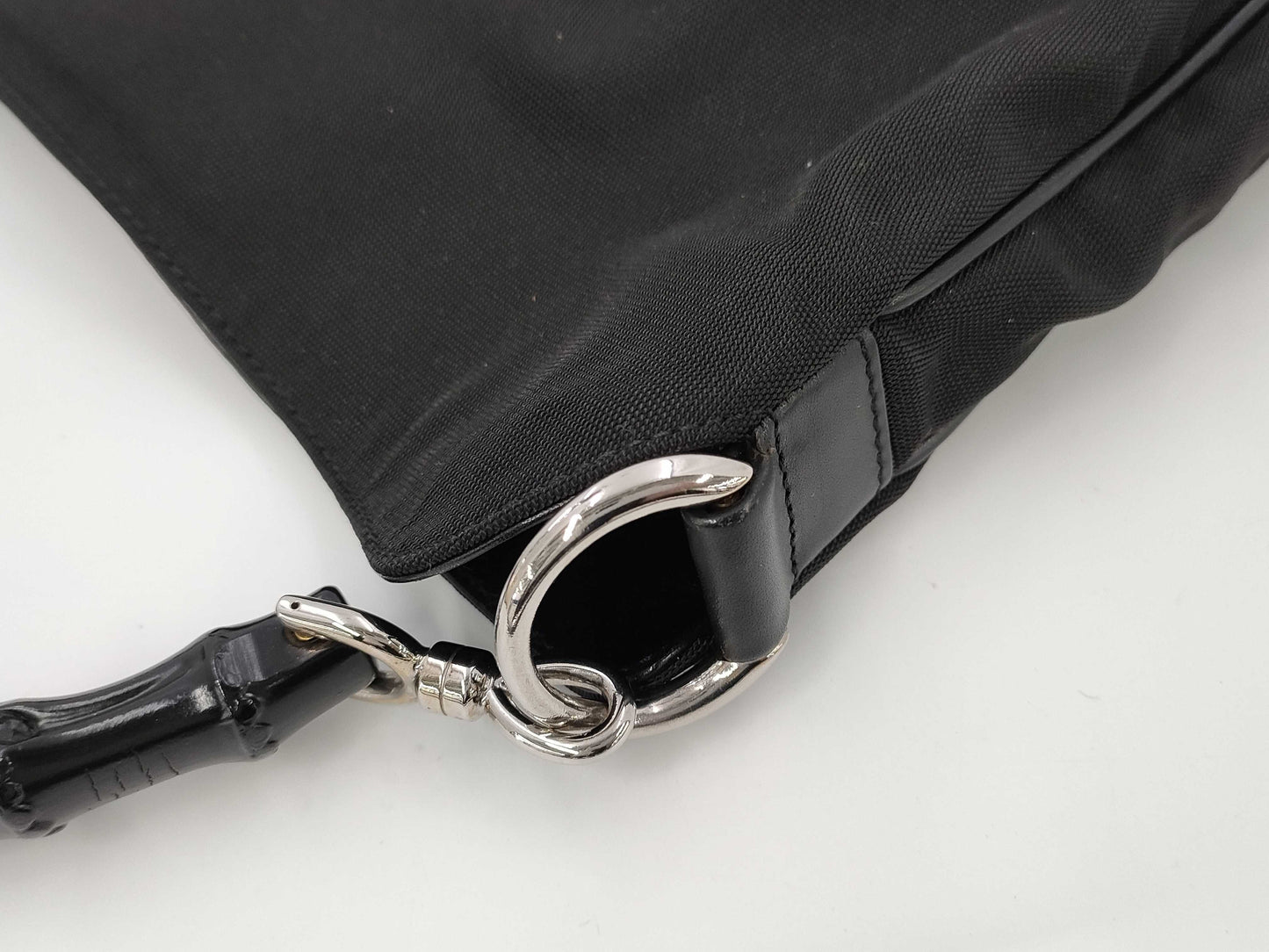 GUCCI Bamboo 2-way Bag, Nylon, Black, 001/1638 Handbag